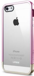 Бампер для телефона SGP Liner Crystal Metal + защитная пленка на экран (10045) Apple Iphone 5/5S розовый