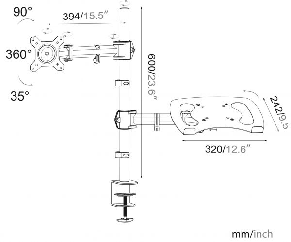 Кронштейн для ноутбука Cactus CS-VM-LH07-AL